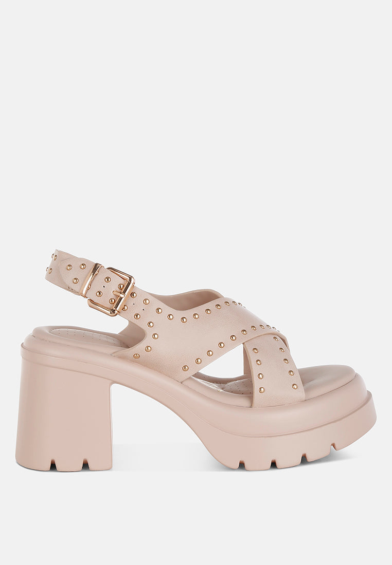 Nambo Stud Embellished Block Heel Sandals-6