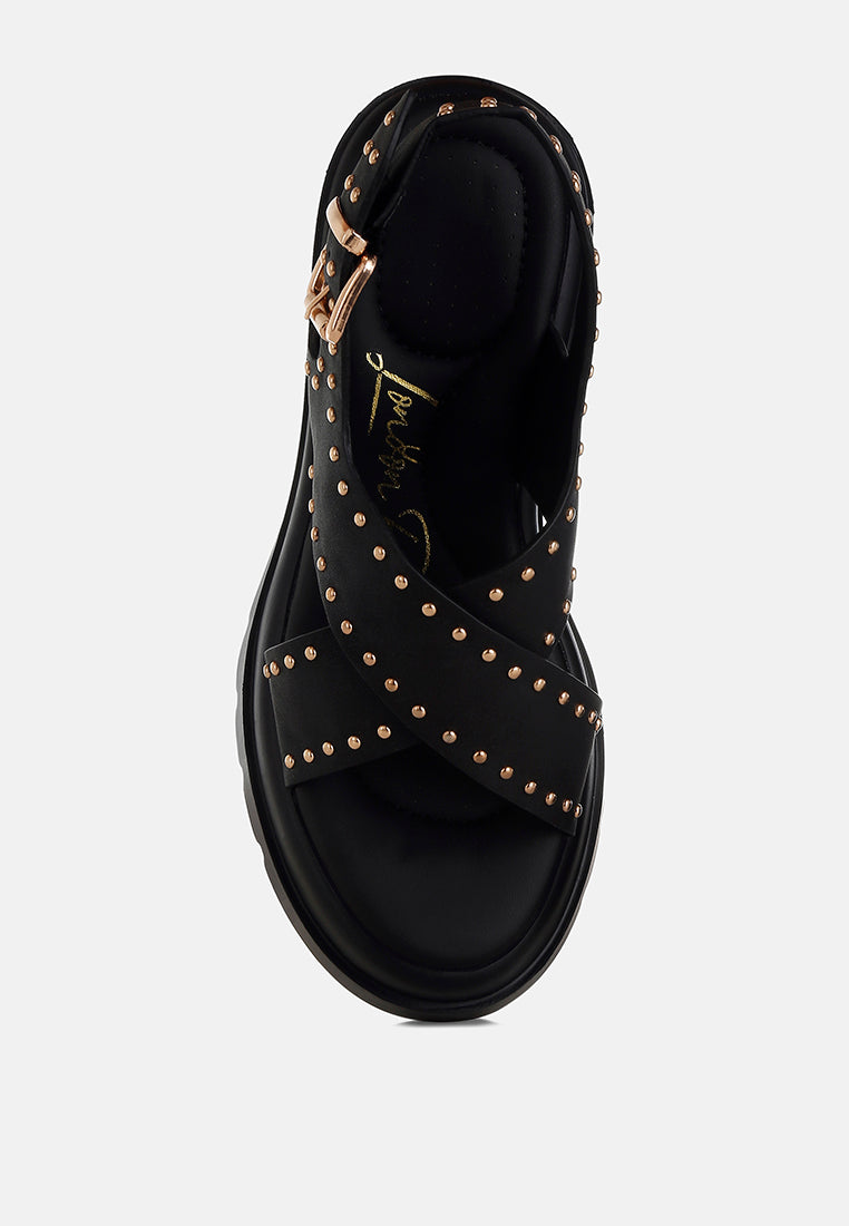 Nambo Stud Embellished Block Heel Sandals-3