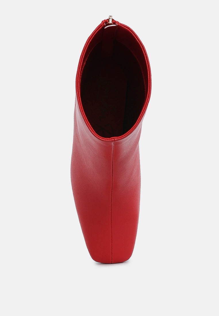 Neapolitan Faux Leather Square Toe Ankle Boots-4