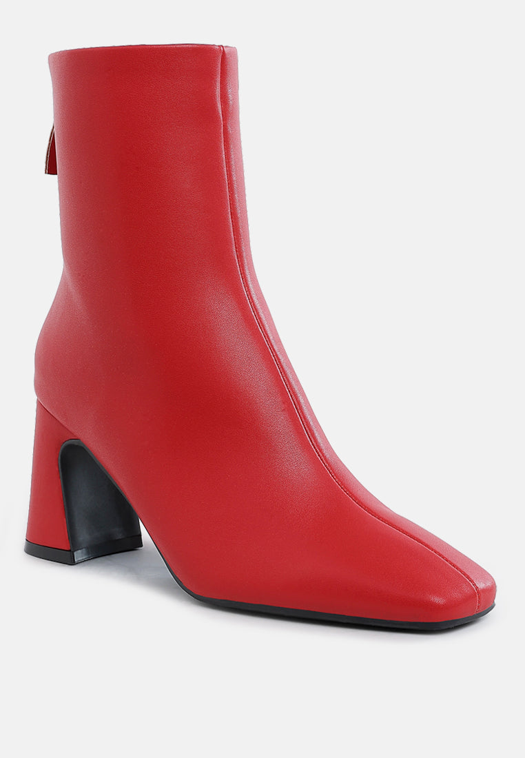 Neapolitan Faux Leather Square Toe Ankle Boots-2