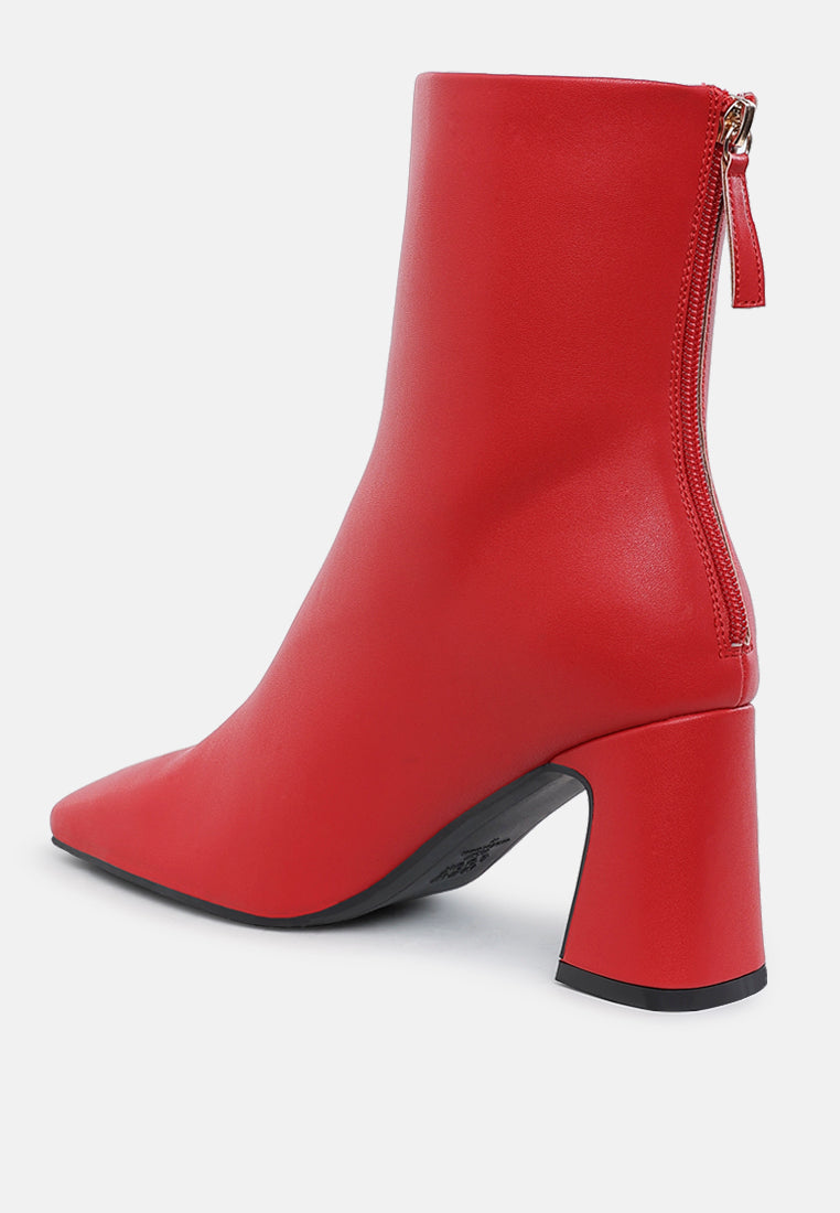 Neapolitan Faux Leather Square Toe Ankle Boots-3