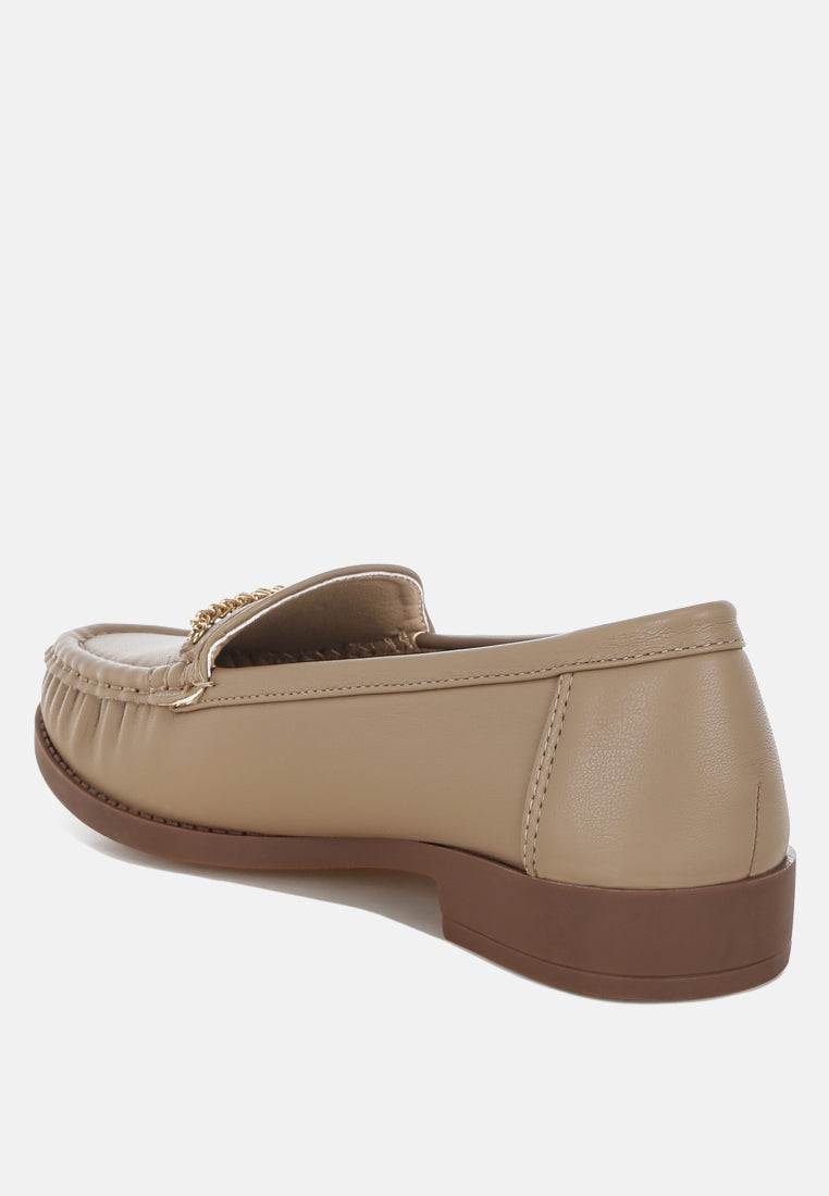 Nemunk Metallic Chain Detail Loafers-3