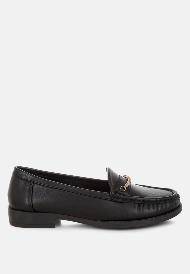 Nemunk Metallic Chain Detail Loafers-6