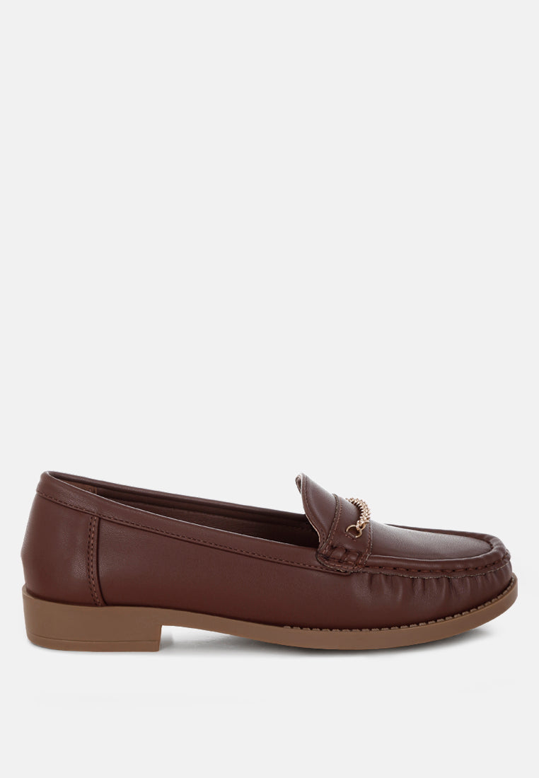 Nemunk Metallic Chain Detail Loafers-5