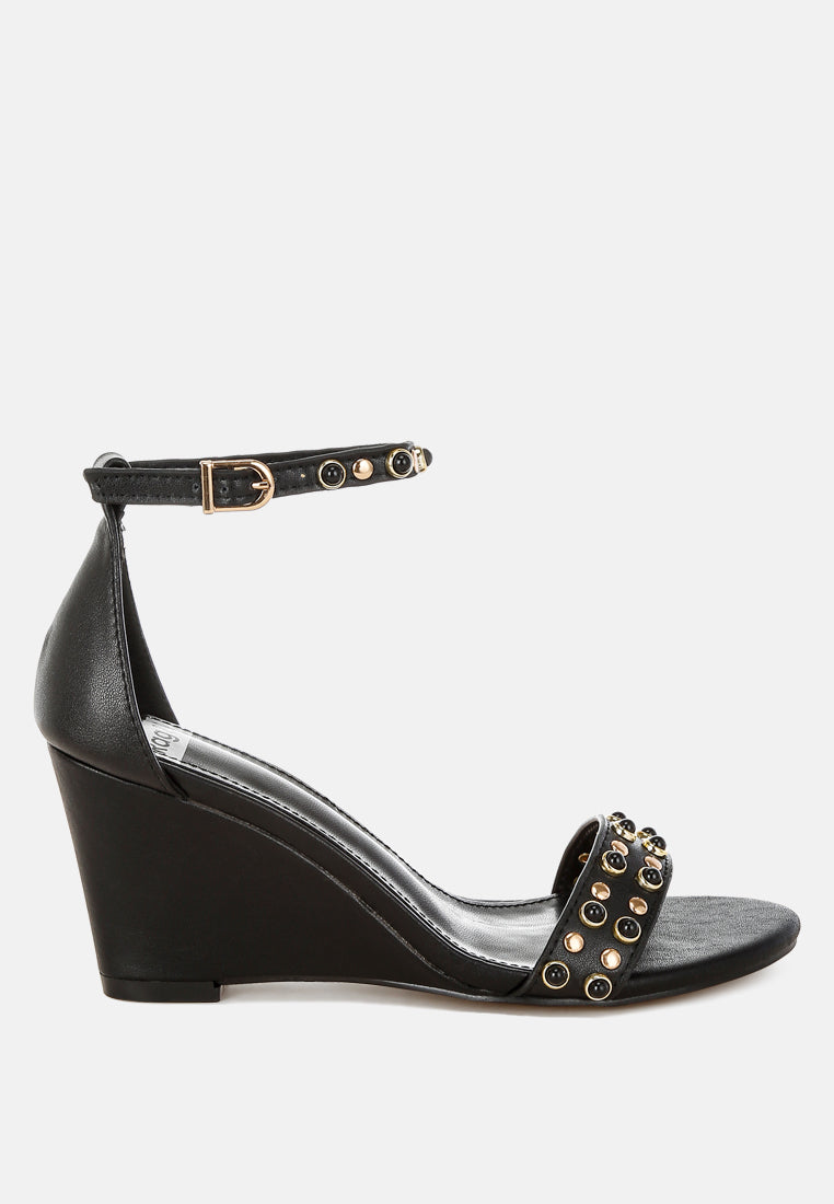 Nidara Studs Embellished Genuine Leather Sandals-0