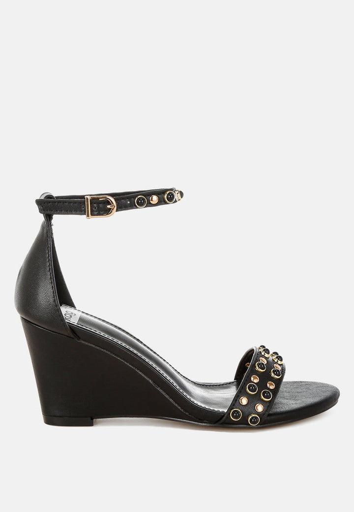 Nidara Studs Embellished Genuine Leather Sandals-0