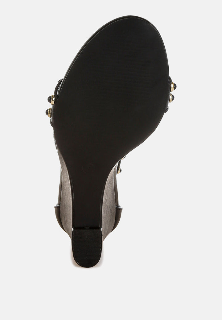 Nidara Studs Embellished Genuine Leather Sandals-4