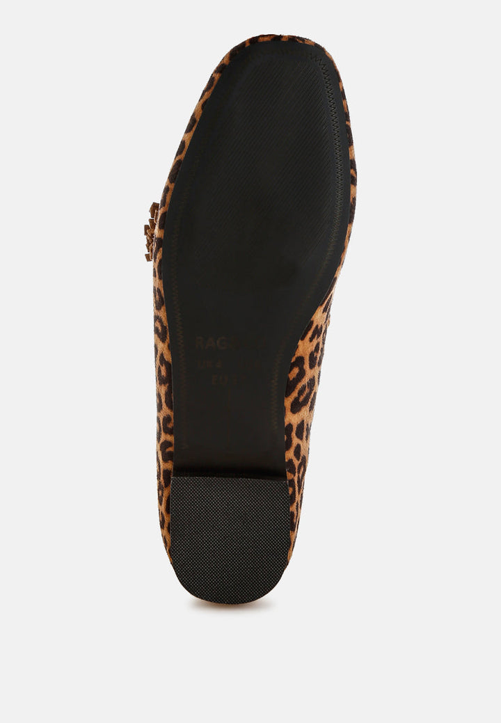 Niloha Studs &amp; Tassels Detail Leopard Loafers-4