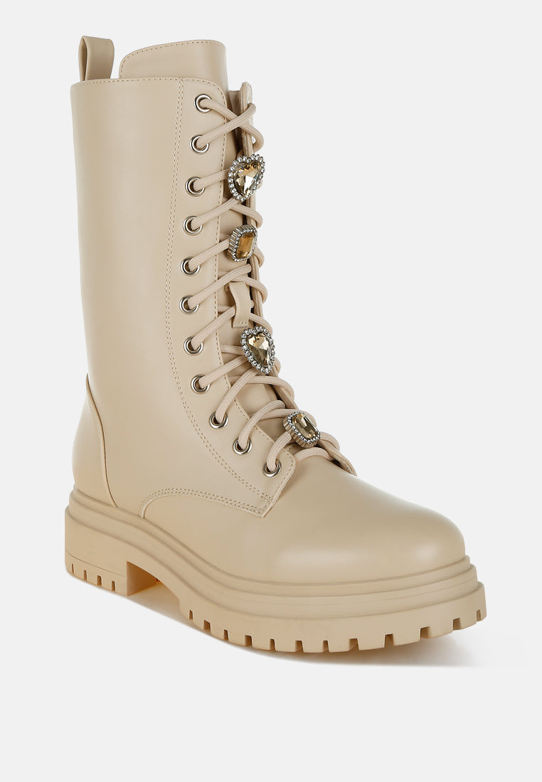 Nimba Rhinestone jewelled Chunky Boots-1