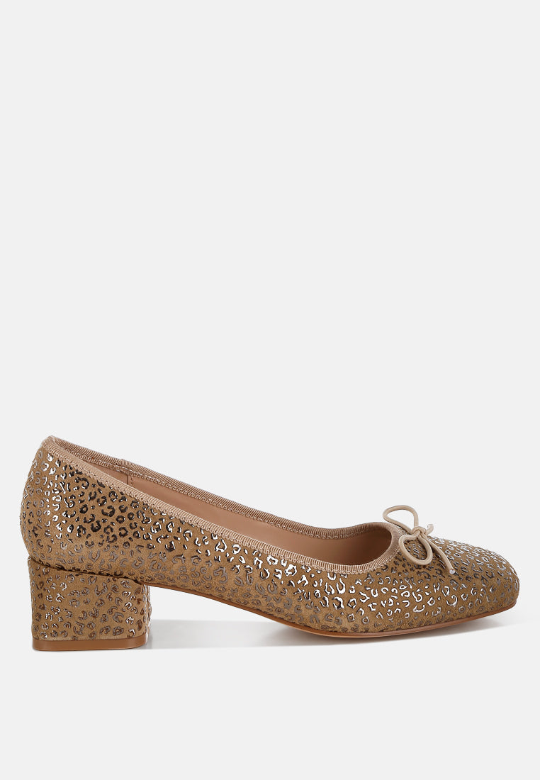 Ningen Leopard Print Block Heel Ballerinas-5