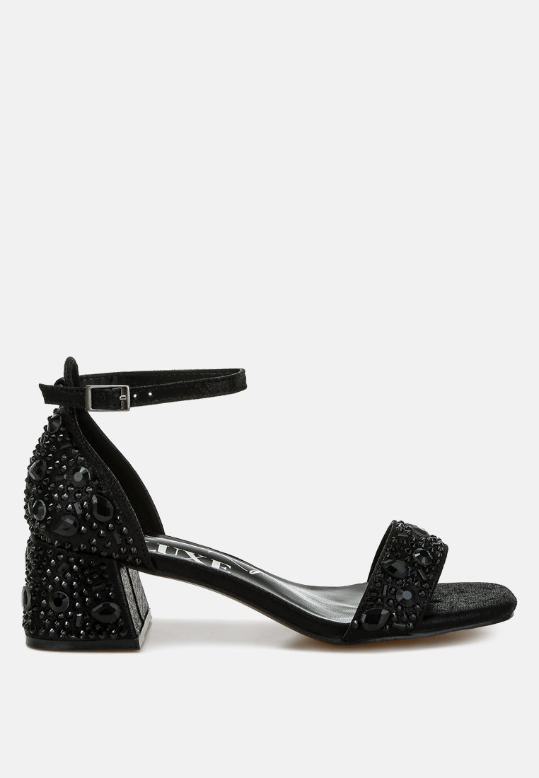 Nocturnal Rhinestone Embellished Shimmer Sandals-7