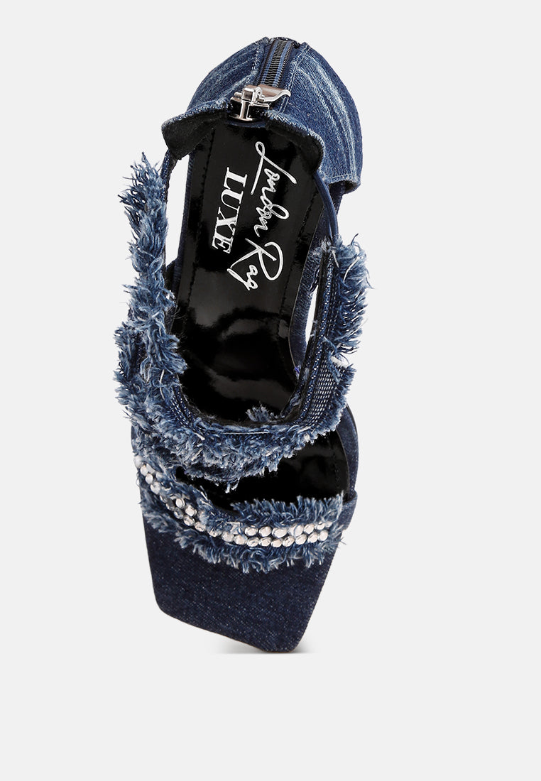 Nolita Diamante Embellished Denim Stiletto Heels-3