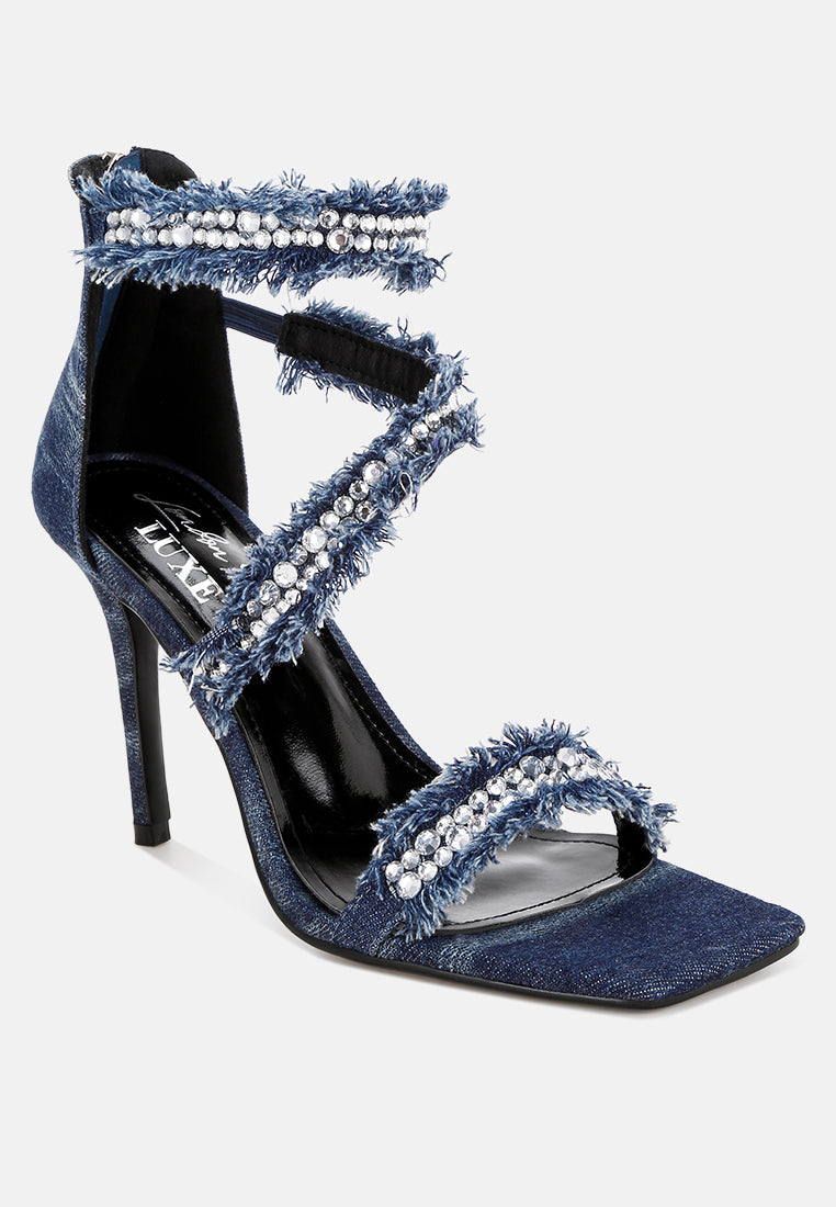Nolita Diamante Embellished Denim Stiletto Heels-1
