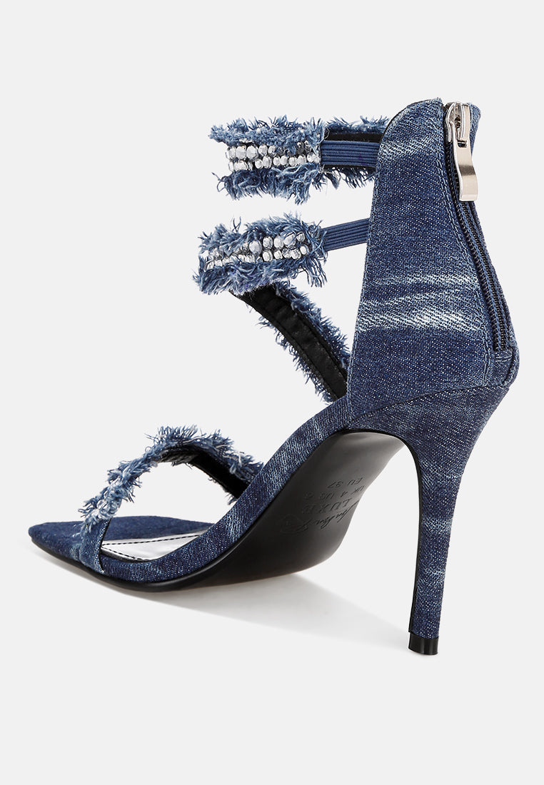 Nolita Diamante Embellished Denim Stiletto Heels-2