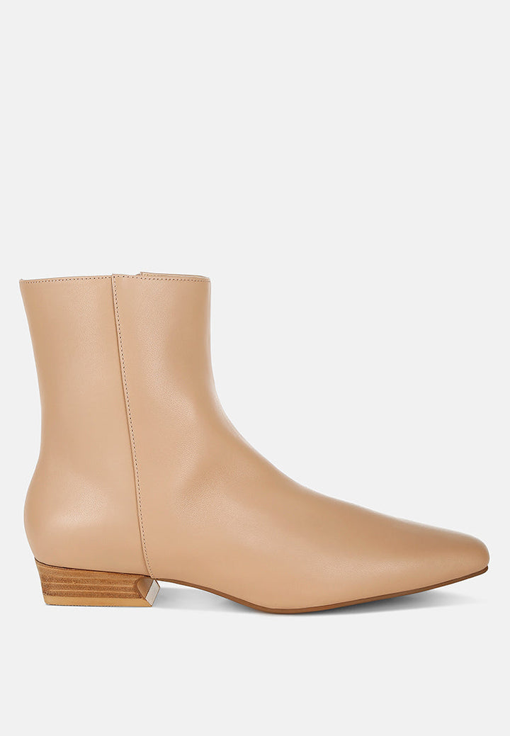 Obita Flared Heel Genuine Leather Boots-0