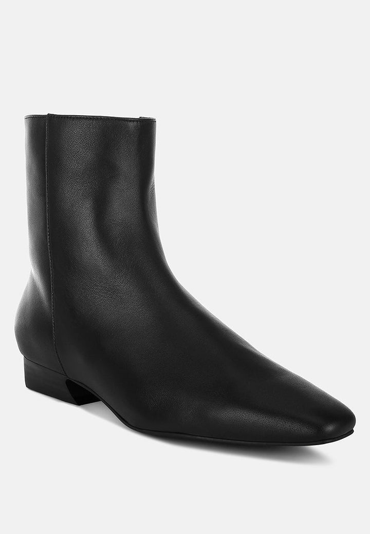 Obita Flared Heel Genuine Leather Boots-3