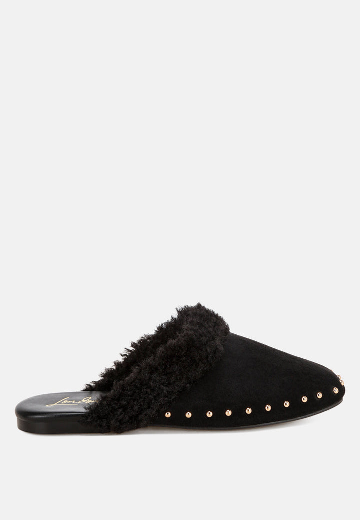 Obsidian Studded Soft Slip-On Mules-0