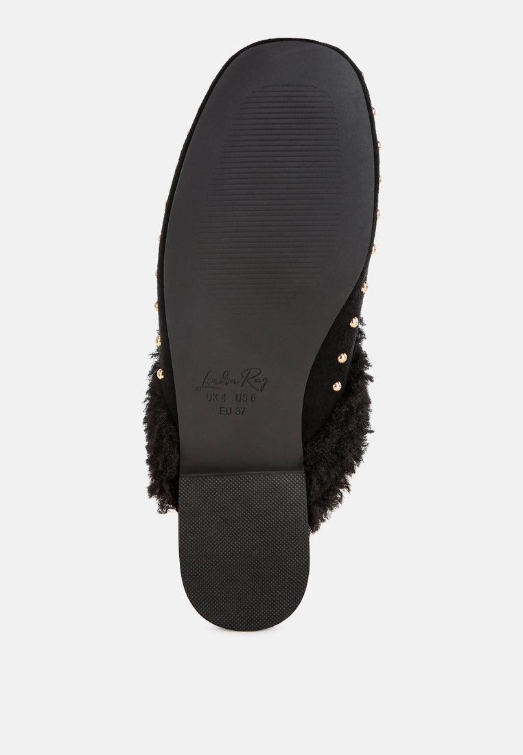Obsidian Studded Soft Slip-On Mules-4