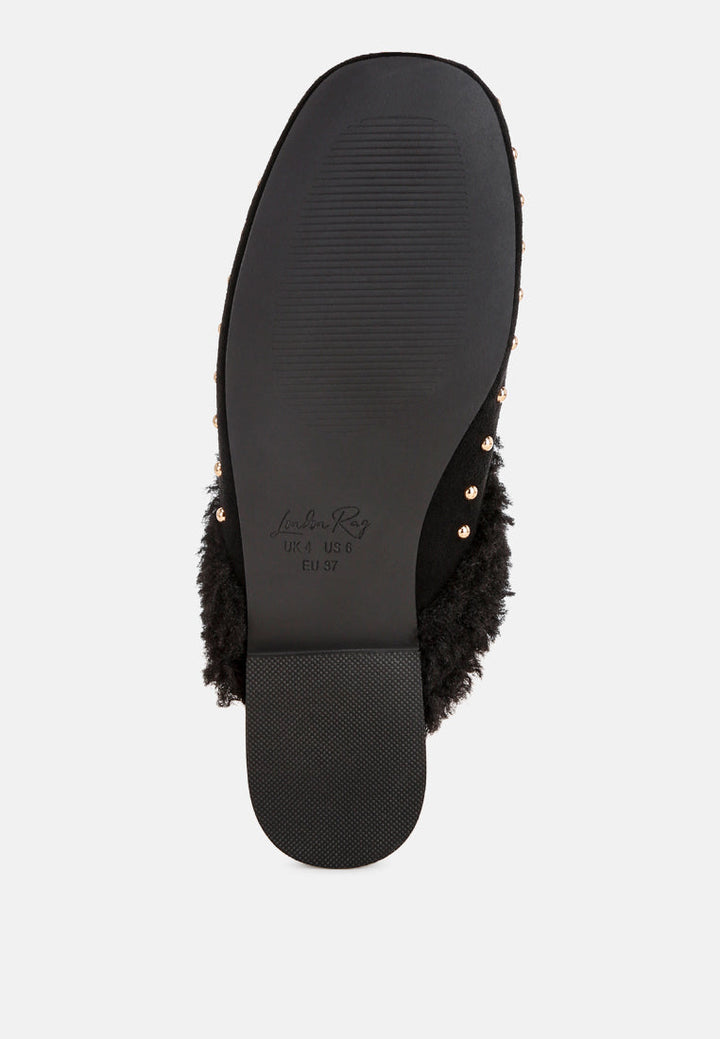Obsidian Studded Soft Slip-On Mules-4