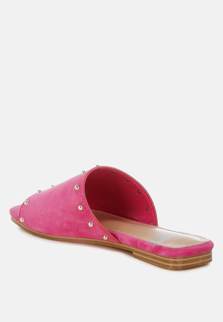Odalia Soft Suede Leather Studded Flats-2