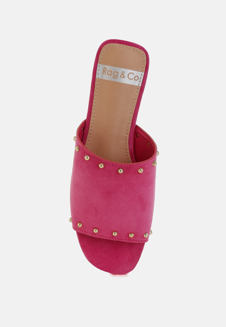Odalia Soft Suede Leather Studded Flats-3