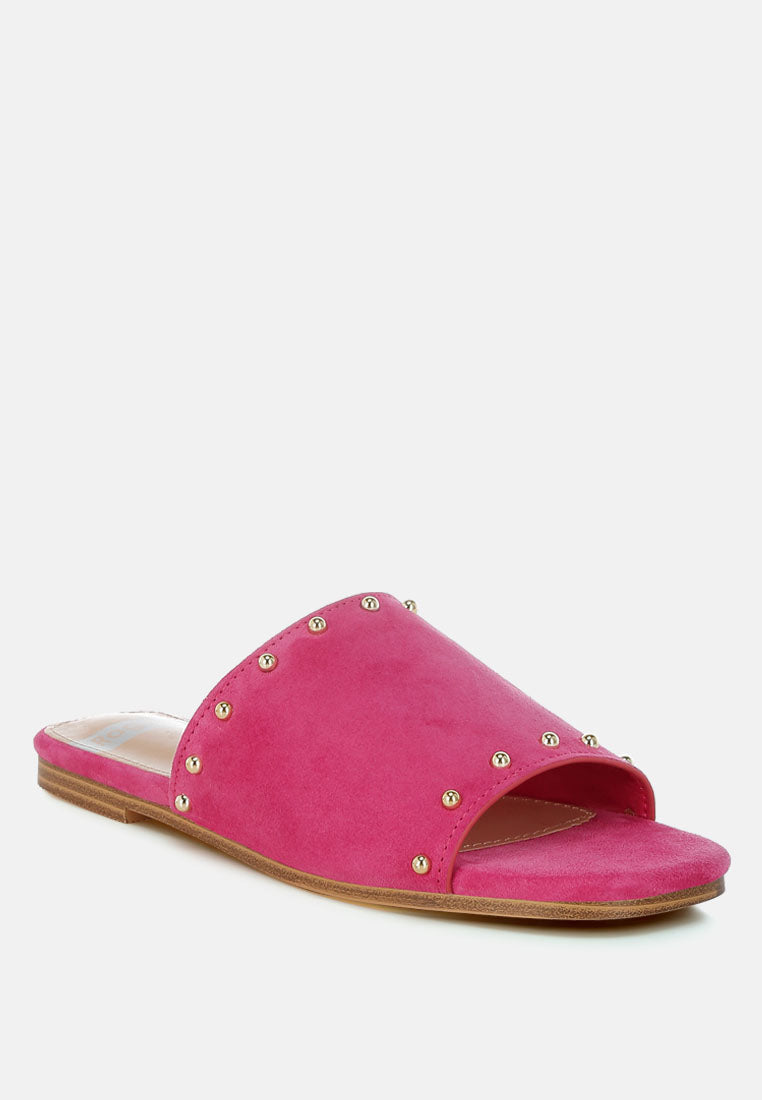 Odalia Soft Suede Leather Studded Flats-1