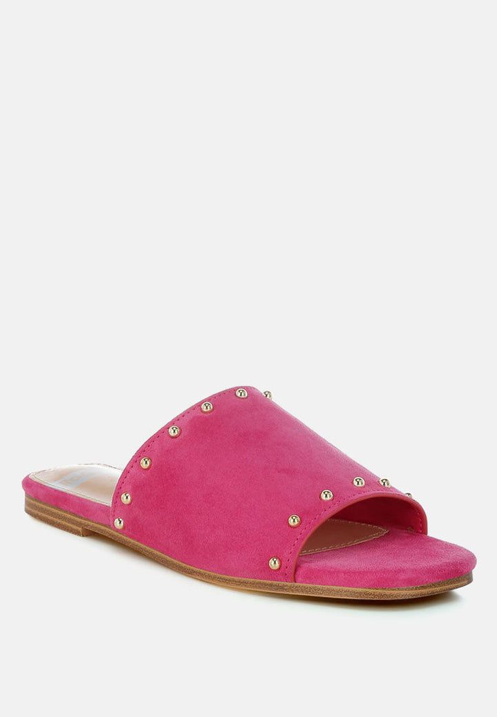 Odalia Soft Suede Leather Studded Flats-1