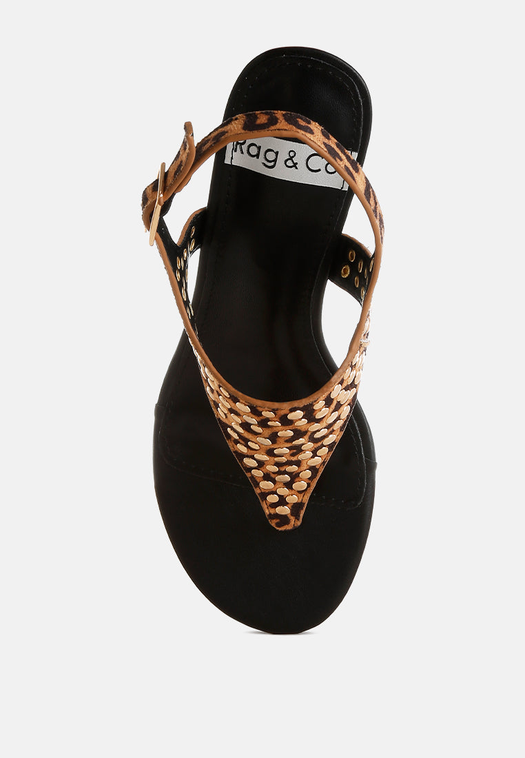 Oidah Leopard Print Studded Wedges-3