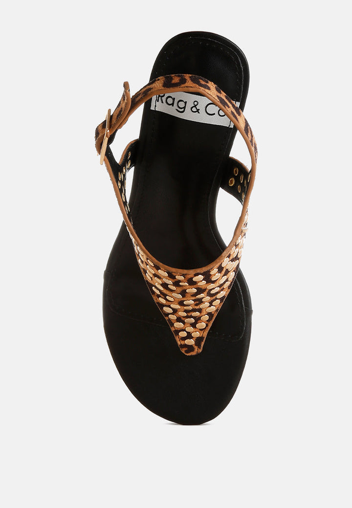 Oidah Leopard Print Studded Wedges-3
