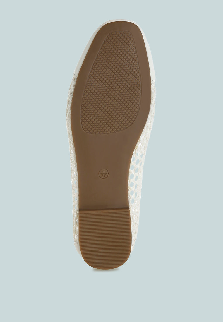 Omela Woven Bow Detail Ballerinas-4