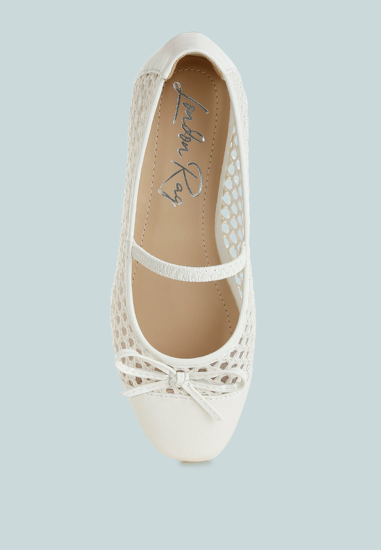 Omela Woven Bow Detail Ballerinas-3