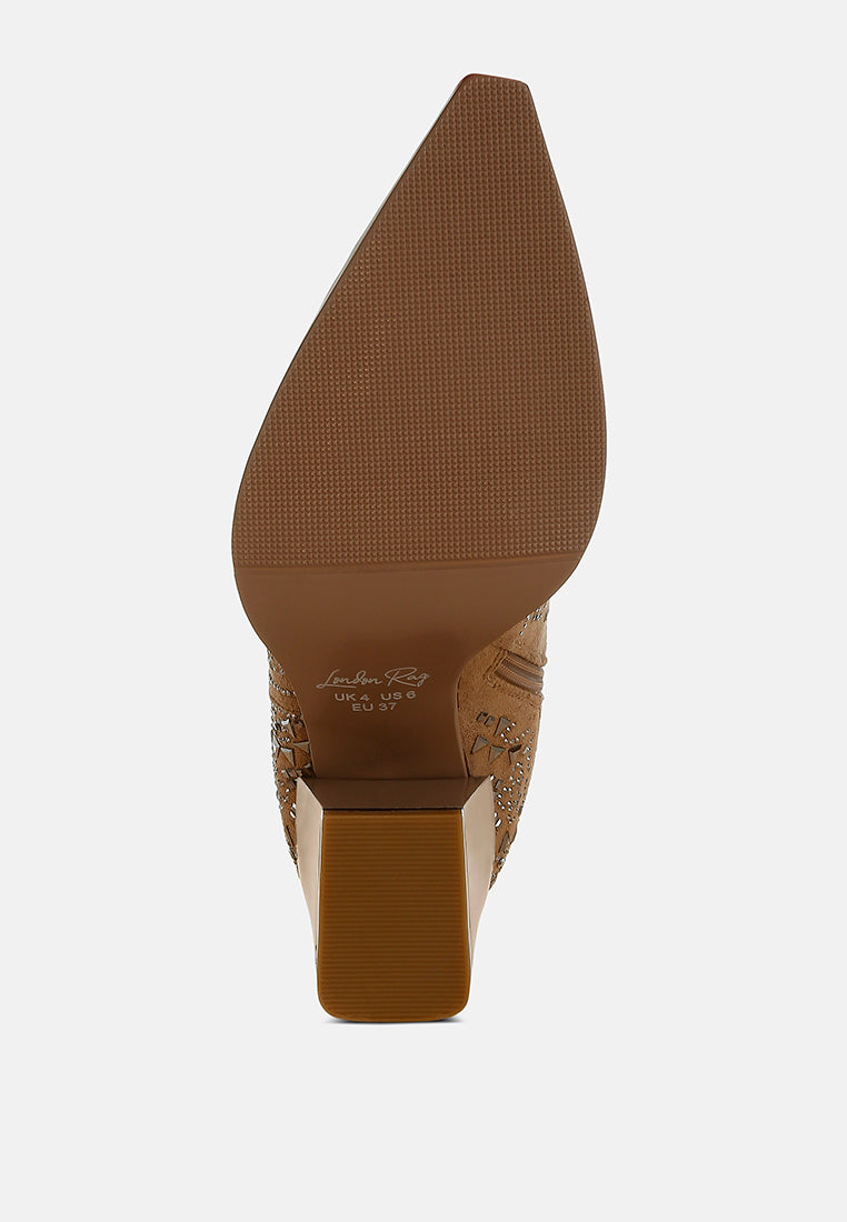Omishi Stud Embellished Ankle Boots By RAG-4