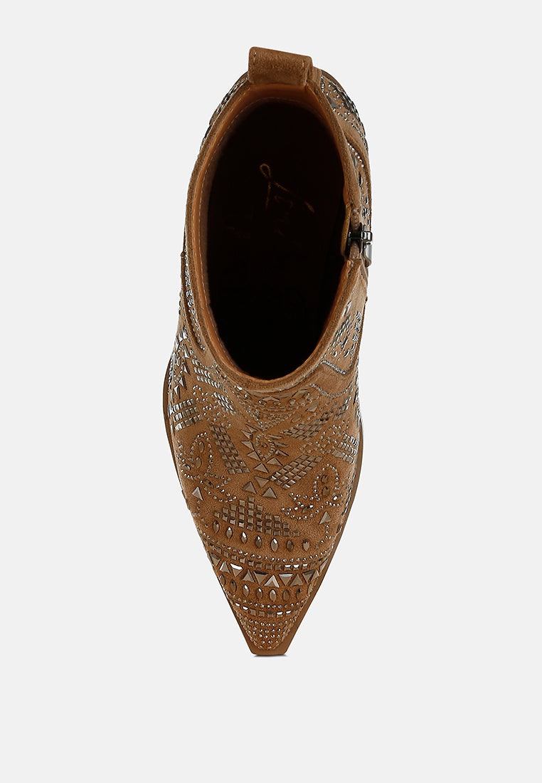 Omishi Stud Embellished Ankle Boots By RAG-3