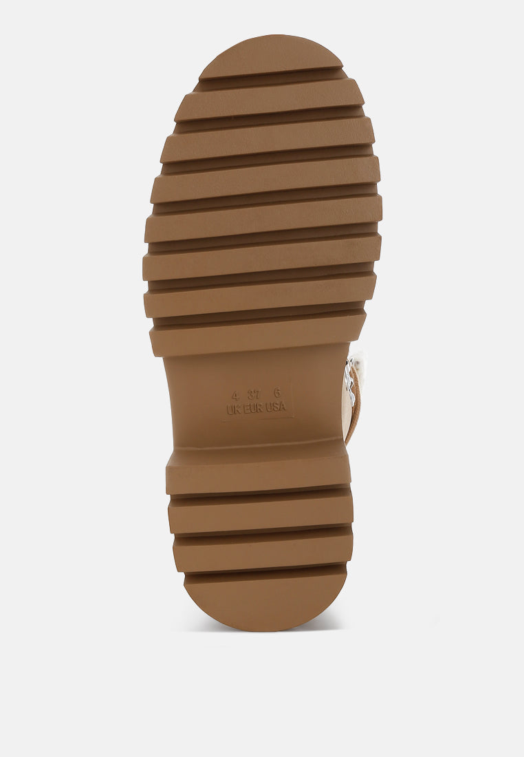Omul Fleece & Faux Leather Boots-4