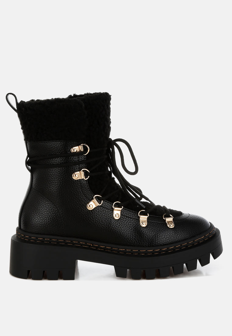 Omul Fleece & Faux Leather Boots-6