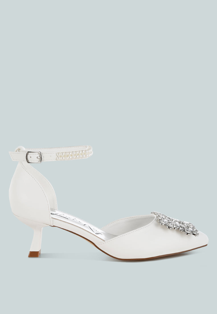 Onkana Diamante Brooch Kitten Heel Sandals-0