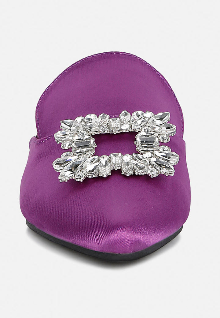 Perrine Diamante Brooch Slip On Mules-2