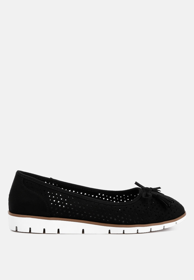 Pacer Perforated Leather Ballerinas-5
