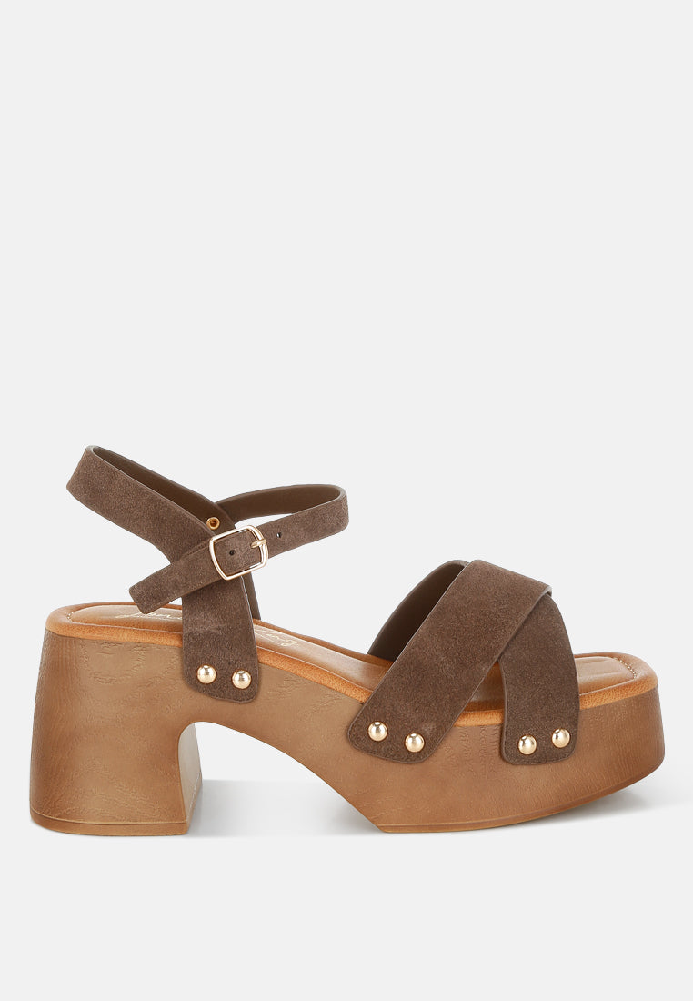 Pikansa Studded Real Suede Clog Sandals-0