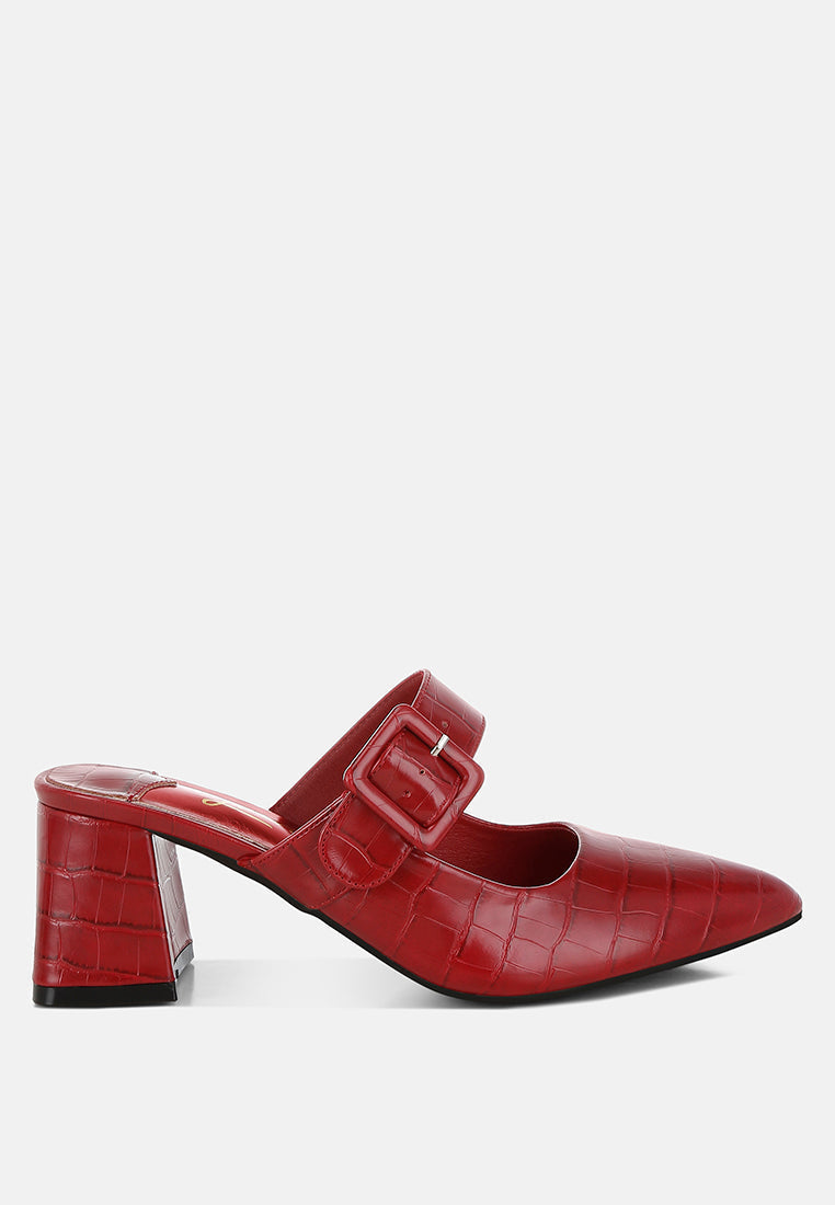 Pinacola Croco Buckle Strap Detail Mules-0