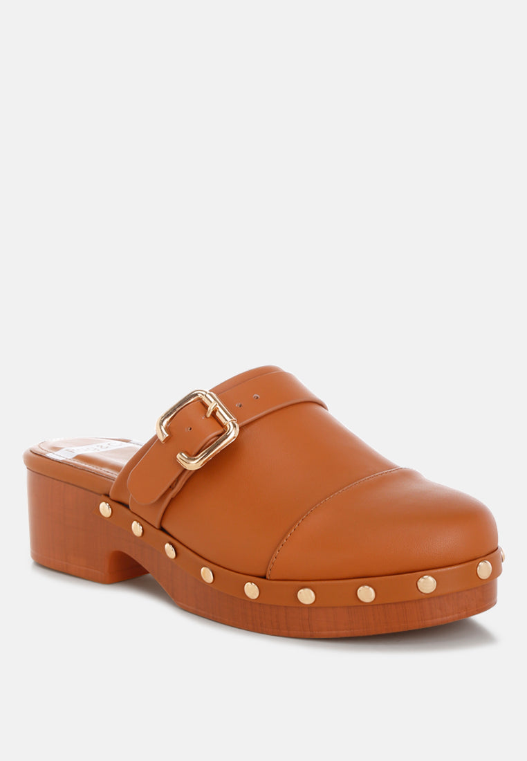 Pinto Studded Genuine Leather Clogs-1