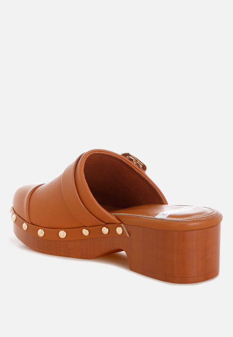 Pinto Studded Genuine Leather Clogs-2
