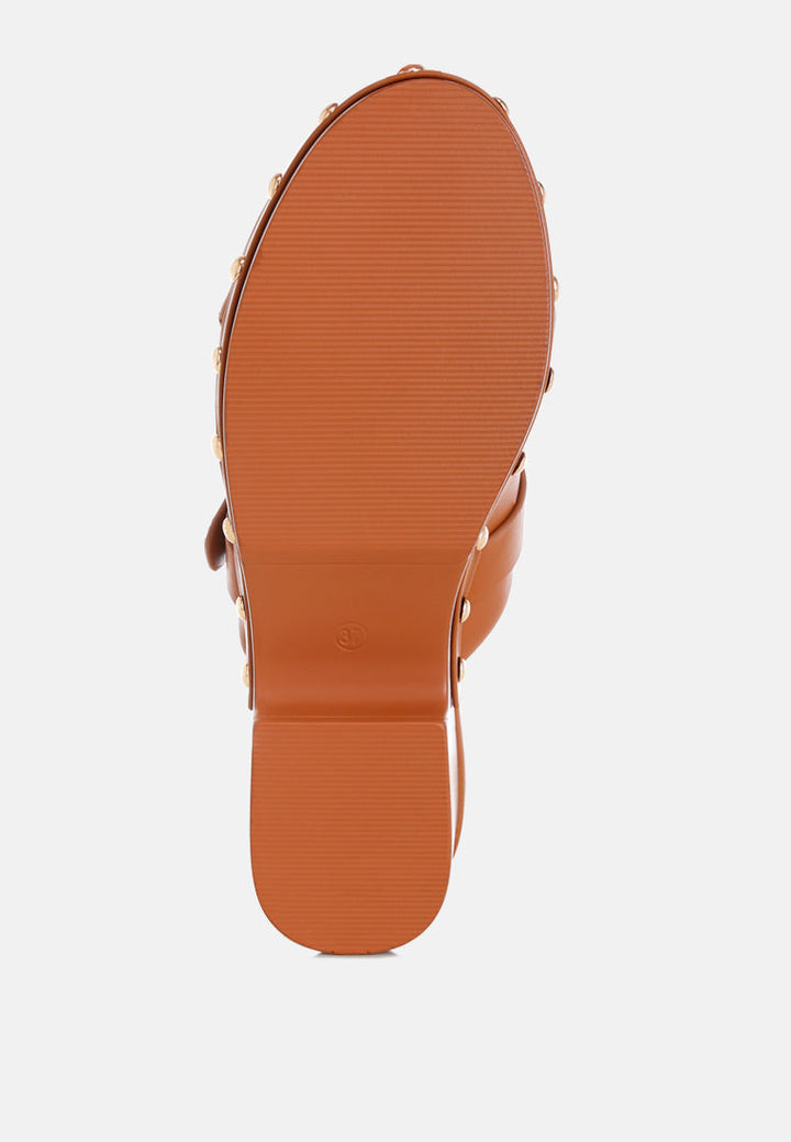 Pinto Studded Genuine Leather Clogs-4