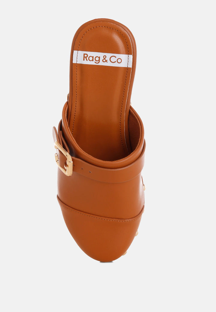 Pinto Studded Genuine Leather Clogs-3