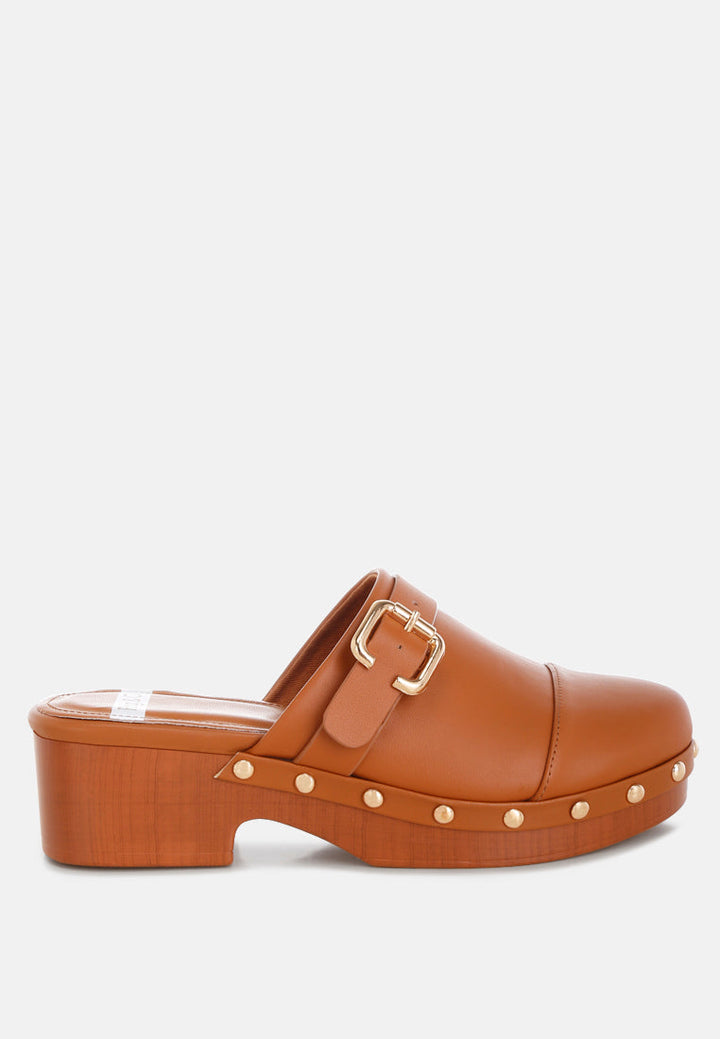 Pinto Studded Genuine Leather Clogs-0
