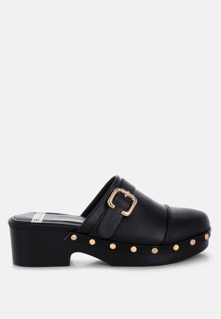 Pinto Studded Genuine Leather Clogs-5