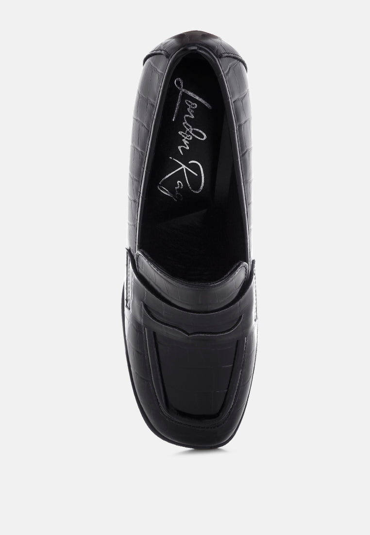 Pitaka Block Heel Penny Strap Loafers-4
