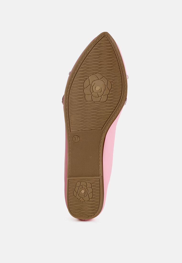 Playasu Rhinestone Faux Leather Ballerinas-4