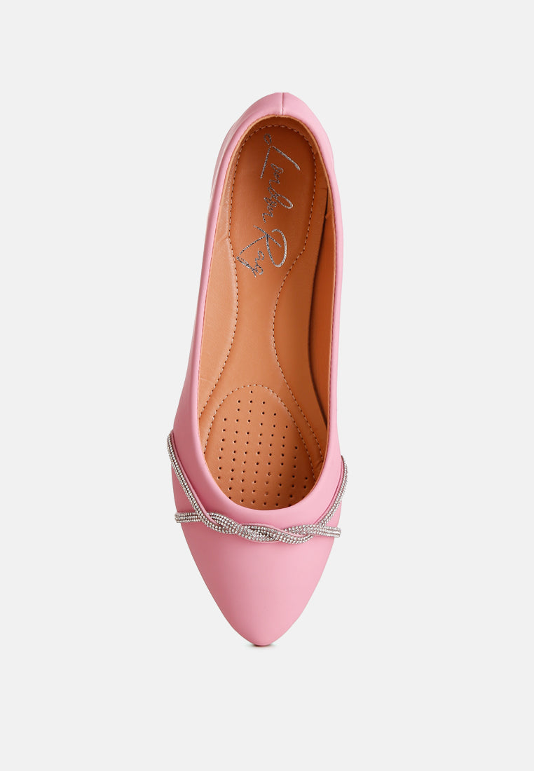 Playasu Rhinestone Faux Leather Ballerinas-3