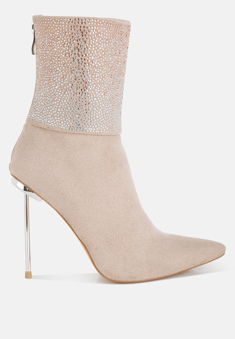 Podstar Rhinestones Embellished Foldover Boots-0